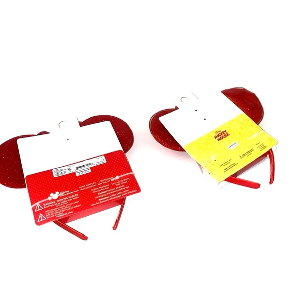 Minnie Mouse Girl's Red Glitter Bow Ears Headband - 2 Included - Picture 2 of 3